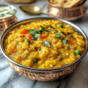 Indian Masala Khichdi with Lentils, Rice, and spices