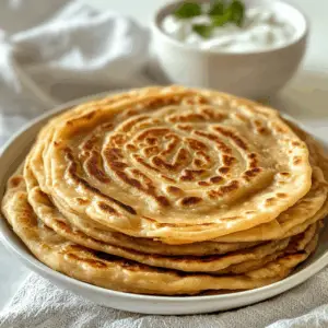 Lacha Paratha with Ghee and Spiral layers