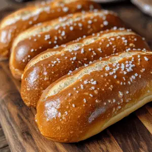 Pretzel Hot Dog Buns with Sea salt