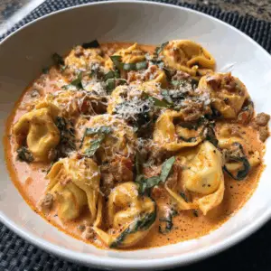 Slow Cooker Tortellini in Rich Tomato and Cream sauce