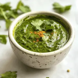 Spicy Green Chutney with Mint and coriander