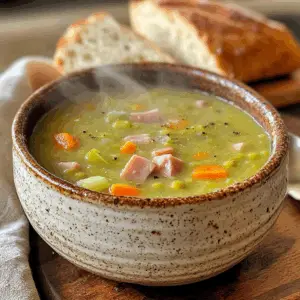 Split Pea Soup with Smoky Ham and vegetables