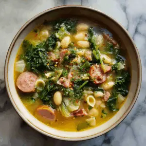 Swamp Soup with Ham and Turnip greens