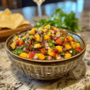 Sweet and Spicy Mango Salsa for Tacos and chips