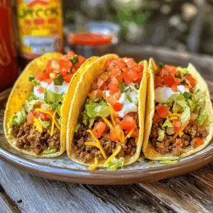 Takis Tacos with Ground Beef and Sour cream