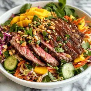 Zesty Thai Beef Salad with Mango slices