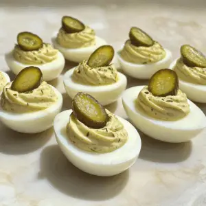 Zingy Quick Pickle Deviled eggs
