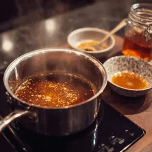 glossy mixture of honey, brown sugar, Dijon and whole-grain mustard