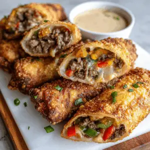 Air Fryer Philly Cheesesteak Egg rolls