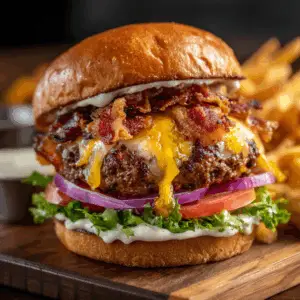 Bacon-Infused Double Cheese Burger delight