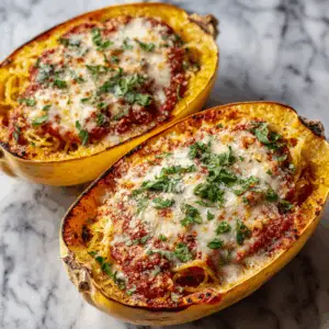 Baked Spaghetti Squash with Marinara and mozzarella