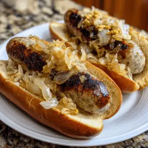 Beer-Simmered Brats with sauerkraut