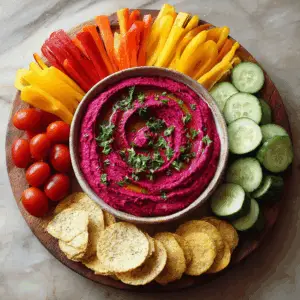 Beet Hummus Platter with crudité