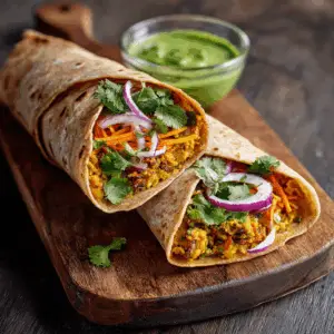 Charred Eggplant Bharta Wraps with Fresh Mint chutney