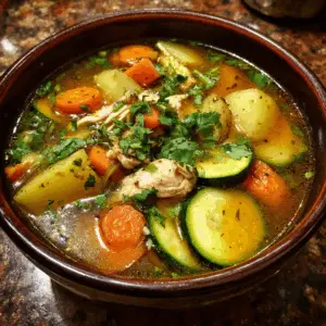 Chicken Caldo with Potatoes and zucchini