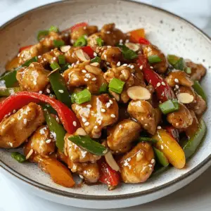 Chinese Takeout Style Almond Chicken and Peppers