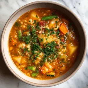 Chunky Hearty Vegetable Soup with barley