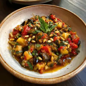 Chunky Sicilian Eggplant Caponata with Pine nuts
