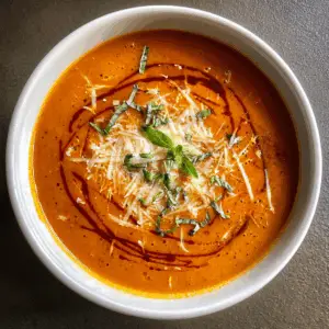 Cream of Tomato Soup with Parmesan and Chili oil