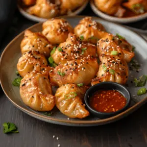 Crispy Fried Paneer Momos with Chili oil