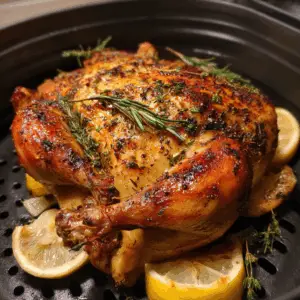 Crispy Lemon Herb Whole Chicken in the Air fryer