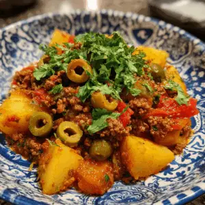 Ground Beef Picadillo with potatoes