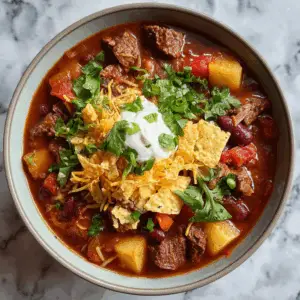 Hearty Cowboy Chili Stew with Ground Beef and chili