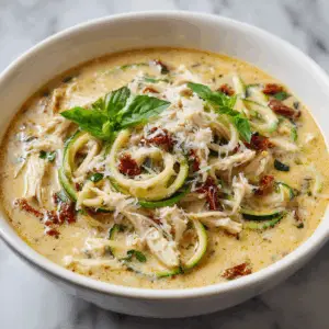 Keto Marry Me Chicken Soup with Zucchini noodles