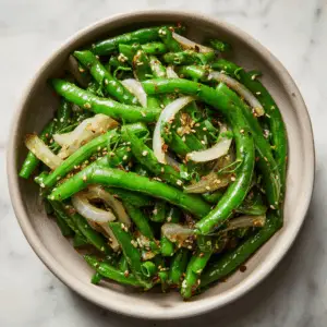 Korean Green Bean Salad with Vinegar and onion