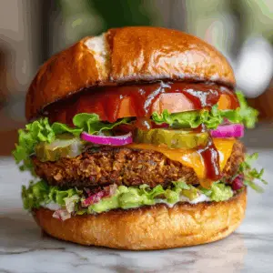 Lentil Walnut Vegan Burger with Smoky BBQ sauce