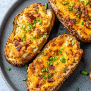 Loaded Baked Potatoes with Cheese and bacon