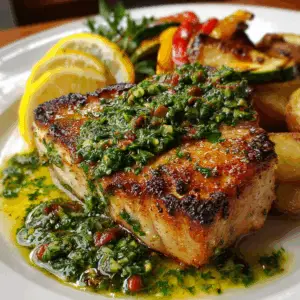 Pan‑Seared Swordfish with chimichurri