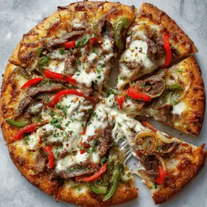Philly Cheesesteak Pizza with White sauce
