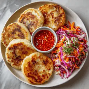 Pork Pupusas with Homemade Salsa roja
