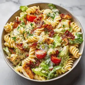 Rotini Caesar Salad with Bacon and parmesan