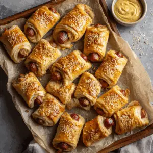 Smokies in Puff Pastry with Dijon mustard