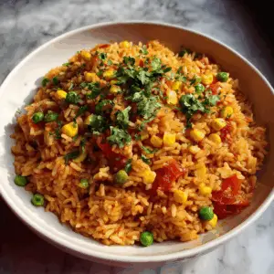 Spanish Rice with Corn and Green peas
