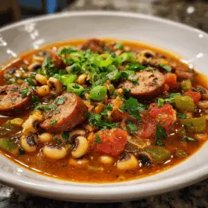 Spicy Creole Black-Eyed Peas with sausage