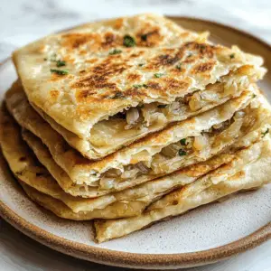 Stuffed Moroccan Msemen with Onions and herbs