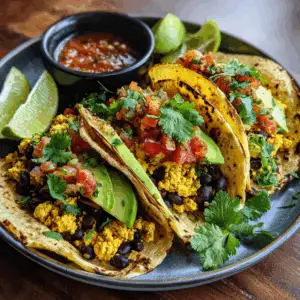 Sunrise Fiesta Vegan Breakfast Tacos with Zesty Tofu scramble