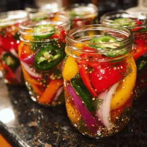 Tangy Pickled Peppers with onion