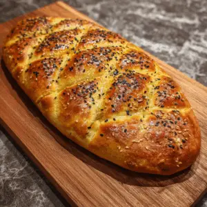 Turkish Pide Bread with Nigella and Sesame seeds