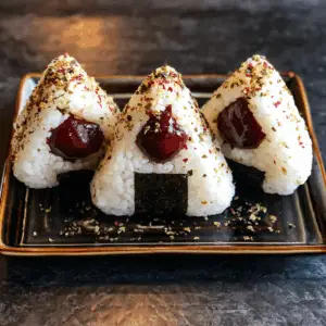 Vegan Umeboshi Onigiri with Pickled Plum center