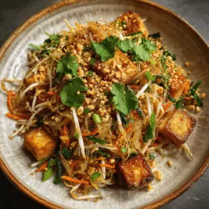 Vegetarian Pad Thai with Tofu and Rice noodles