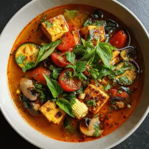 Vegetarian Tom Yum with Tofu and Chili oil