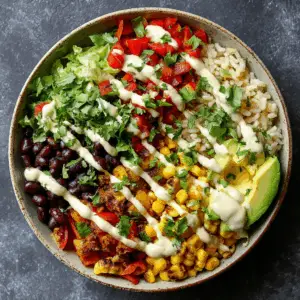 Vibrant Vegan Burrito Bowl with Cashew crema