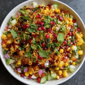 Zesty Corn and Pomegranate Chaat with mint