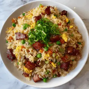 Classic Fried Rice with Soy Sauce and Roast pork
