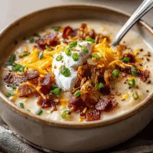 Creamy Baked Potato Soup with Caramelized onions