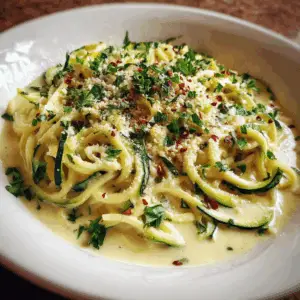 Creamy Coconut Milk Vegan Alfredo Over Zucchini noodles